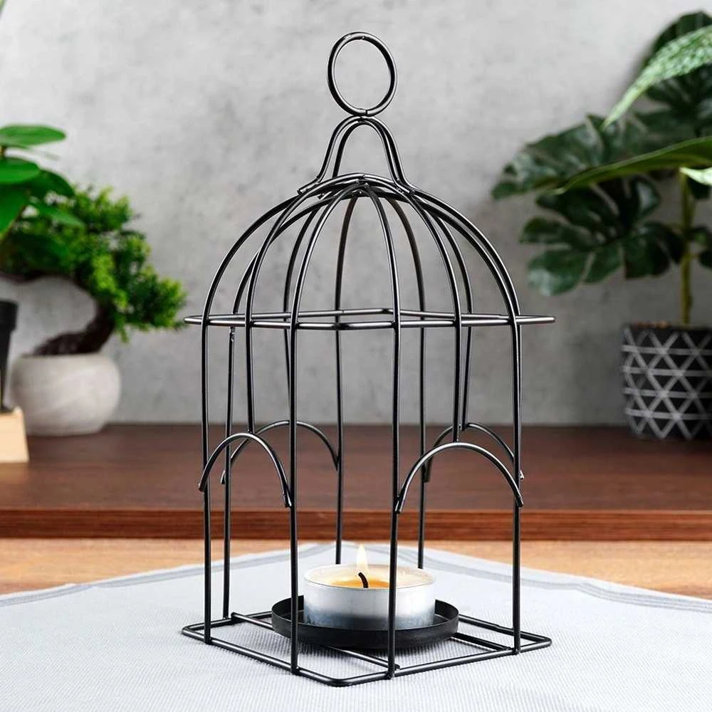 Marka Niezdefiniowana Home Styling Collection Žibintas žvakidė metalinis juodas 25 cm