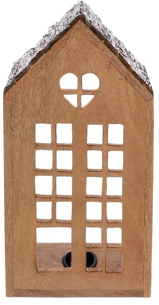 Žibintas namelio formos, rudas, 15 × 9 × 29 cm