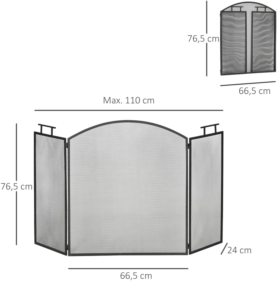 HOMCOM Židinio grotelės, Kibirkščių apsaugos grotelės 128 x 2 x 76,5 cm