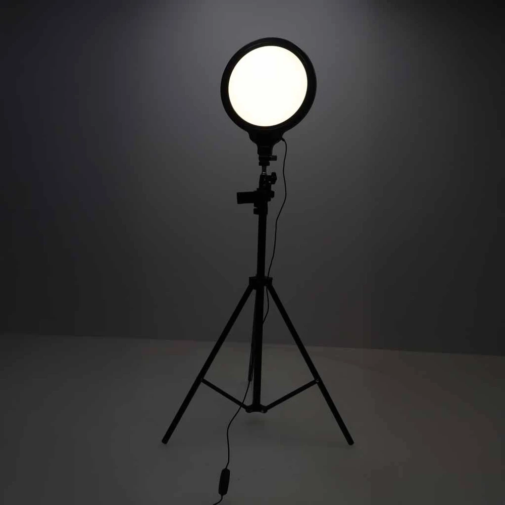 Žiedinė LED lempa, reguliuojama, USB maitinama, juoda, Ø 26 cm