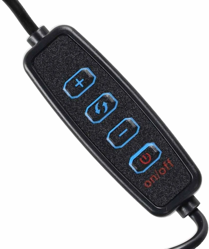 Žiedinė LED lempa, reguliuojama, USB maitinama, juoda, Ø 26 cm