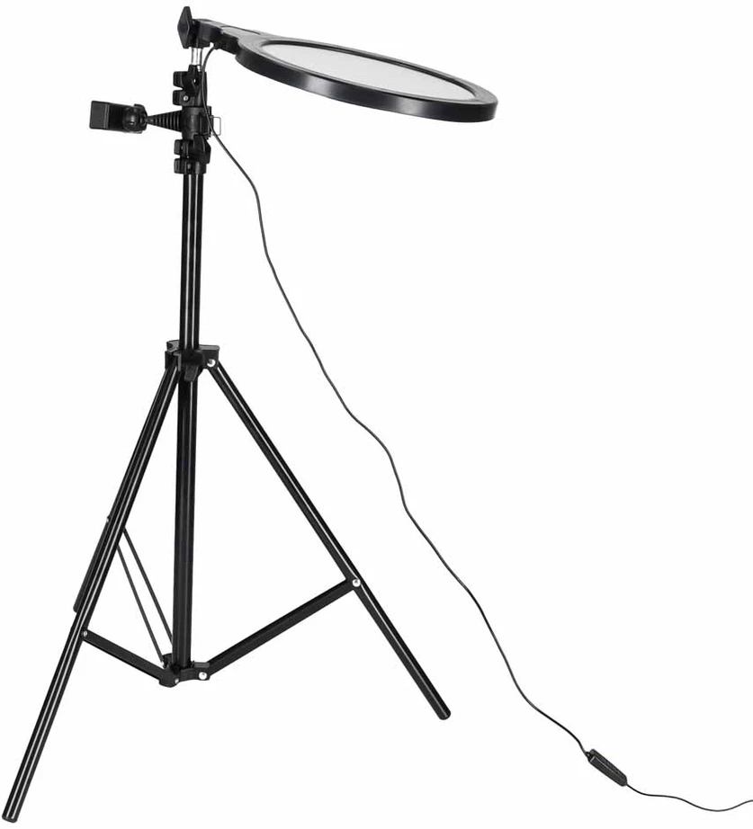 Žiedinė LED lempa, reguliuojama, USB maitinama, juoda, Ø 26 cm