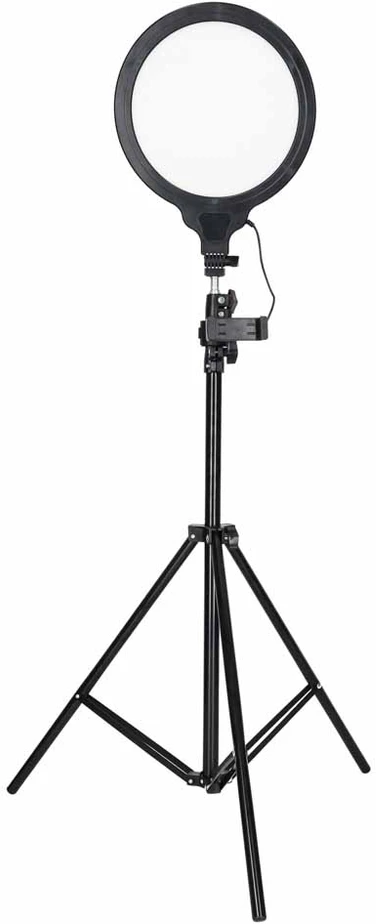 Žiedinė LED lempa, reguliuojama, USB maitinama, juoda, Ø 26 cm