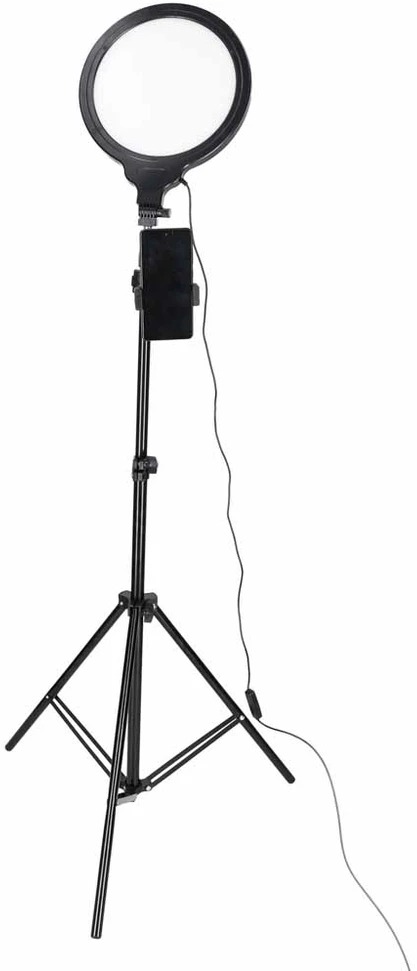 Žiedinė LED lempa, reguliuojama, USB maitinama, juoda, Ø 26 cm