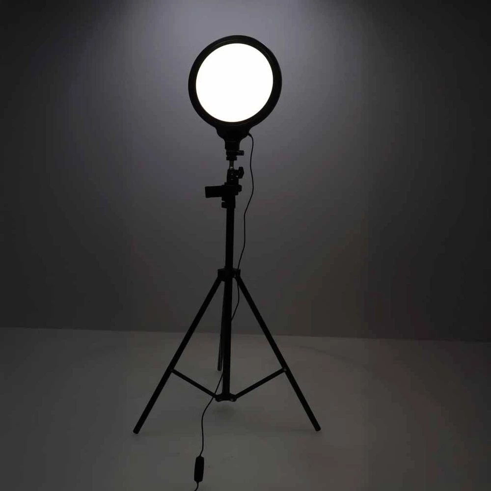Žiedinė LED lempa, reguliuojama, USB maitinama, juoda, Ø 26 cm