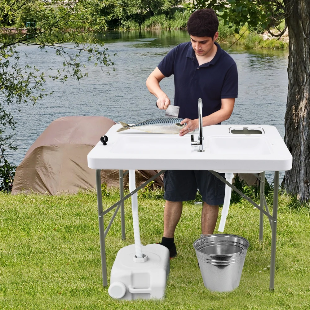 Žuvų valymo stalas baltas