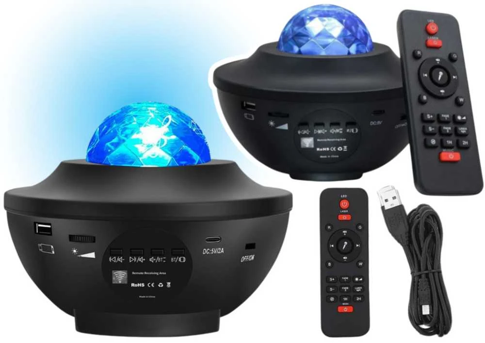 Lean Žvaigždžių Projektorius LED Lempa su Bluetooth Garsiakalbiu ir Nuotolinio Valdymo Pultu