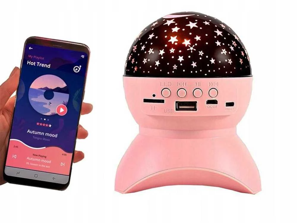 Žvaigždžių projektorius su LED apšvietimu ir Bluetooth garsiakalbiu