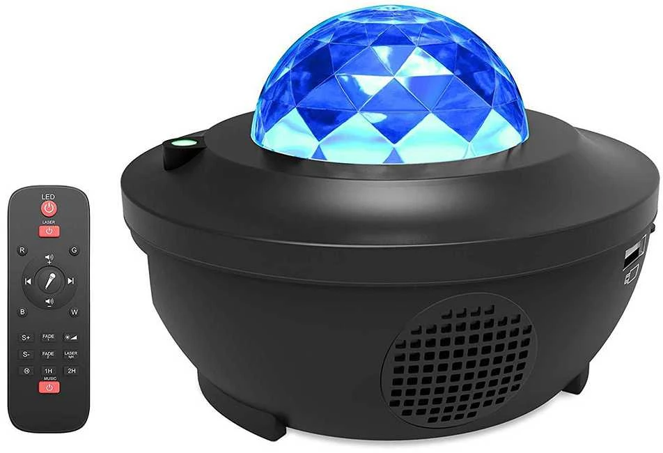 Žvaigždžių projektorius su LED RGB ir nuotolinio valdymo pultu