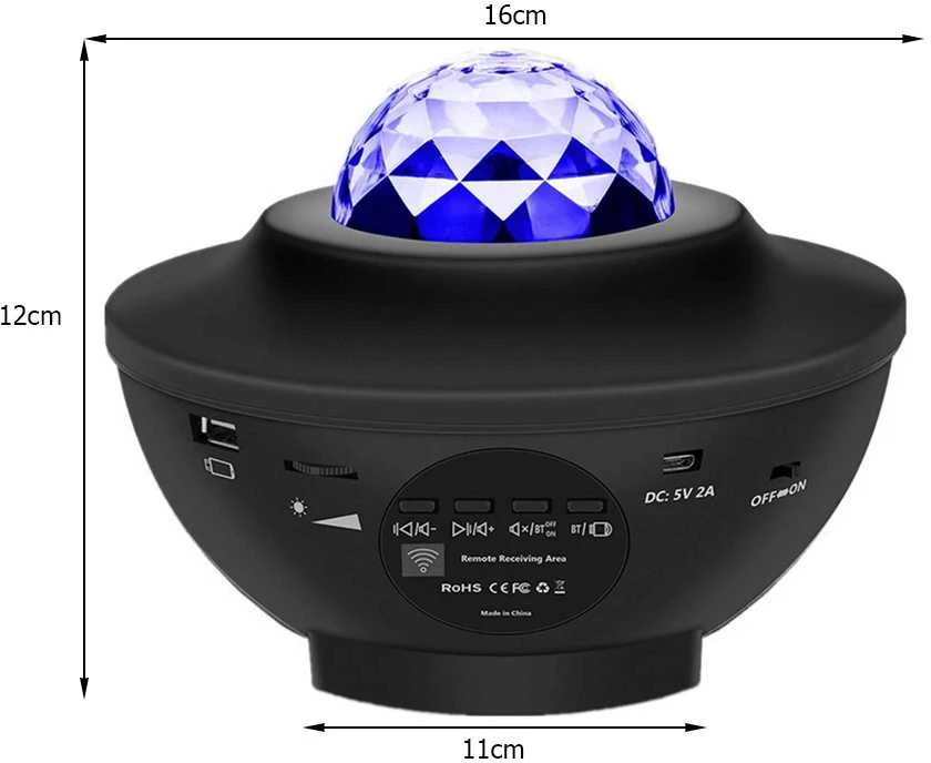 Žvaigždžių projektorius su LED RGB ir nuotolinio valdymo pultu