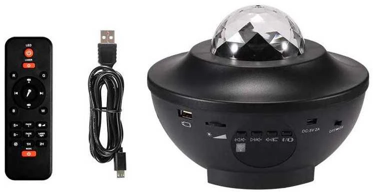 Žvaigždžių projektorius su LED RGB ir nuotolinio valdymo pultu