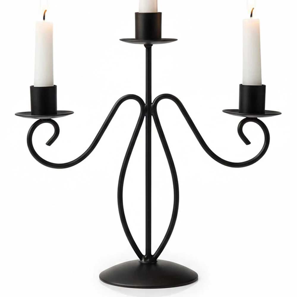 Home Styling Collection Metalinė žvakidė 3-aims Juoda Moderni dekoracija