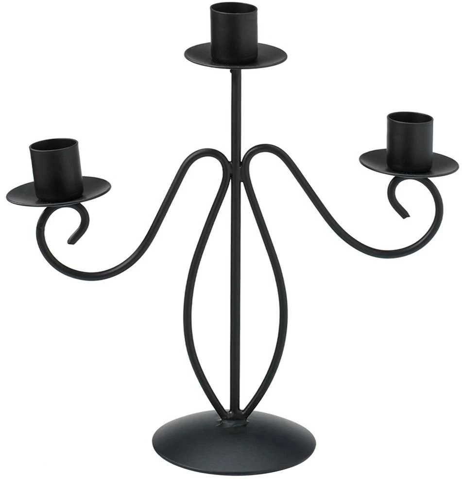 Home Styling Collection Metalinė žvakidė 3-aims Juoda Moderni dekoracija