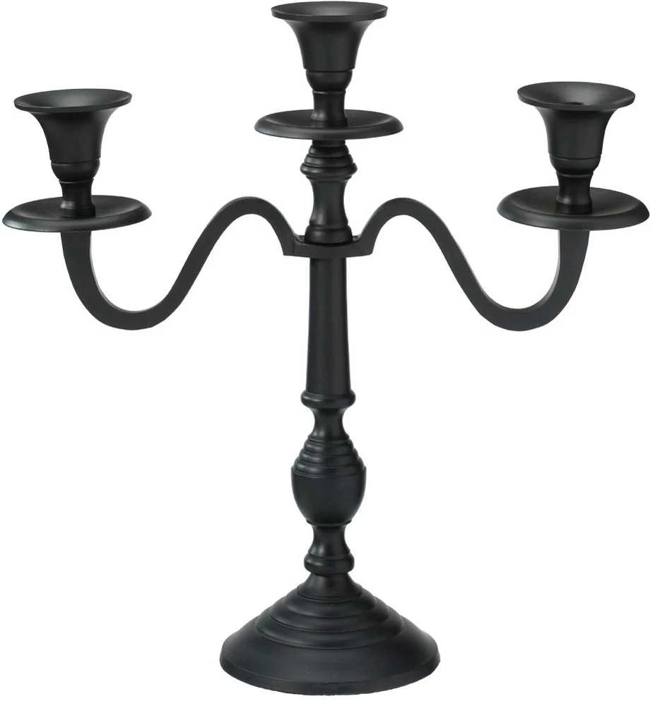 Lumarko Juoda aliuminė žvakidė 3-jų šakų 30 cm