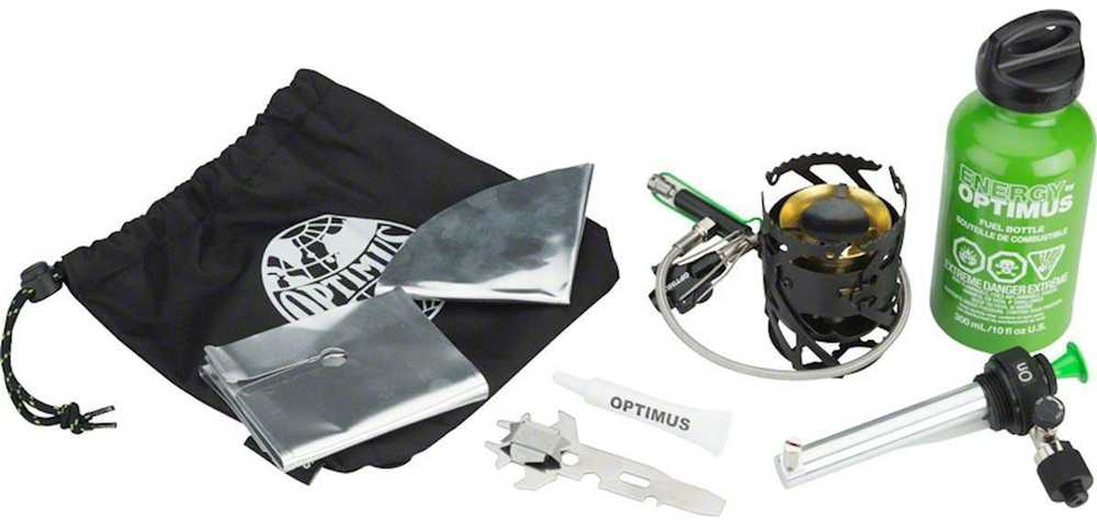 Optimus Polaris skysto kuro viryklė žygiams su kuro buteliu 400 ml
