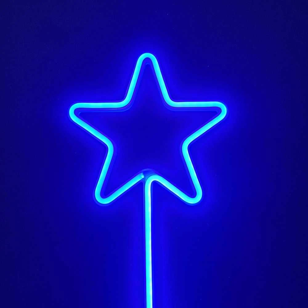 LED Neoninė žvaigždė - mėlyna