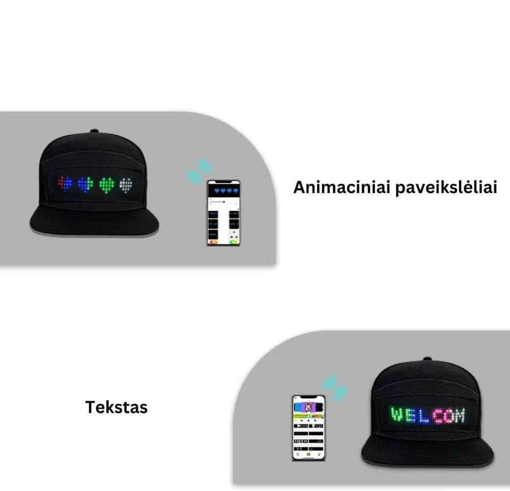 Programuojama LED kepurė