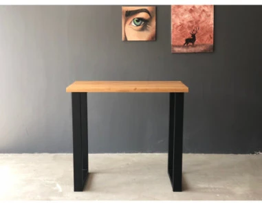 BERGAMO 110X60 ąžuolinis baro stalas : Apdaila - Be apdailos, Stalviršio briauna - 2+2 cm