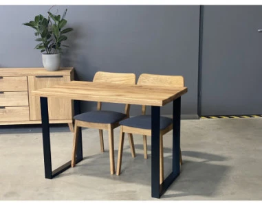 BERGAMO S 110X60 ąžuolinis stalas : Apdaila - Aliejuota bespalviu aliejumi su kietaisiais vaškais, Stalviršio briauna - 2+2 cm