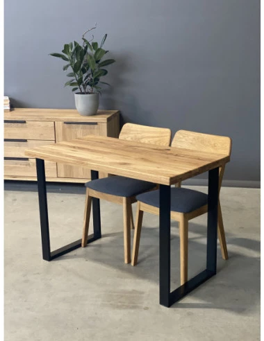 BERGAMO S 115X65 ąžuolinis stalas : Apdaila - Be apdailos, Stalviršio briauna - 2+2 cm