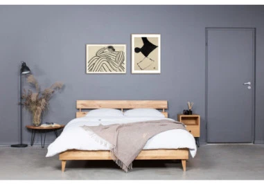 DANISH 160 Ąžuolinė Lova : Apdaila - Be apdailos, Čiužinio dydis - 160x200cm, Kojos - Metalinės, juodos spalvos, lovoms