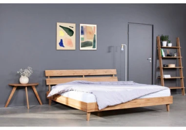 DANISH 200 Ąžuolinė Lova : Apdaila - Be apdailos, Čiužinio dydis - 200x200cm, Kojos - Metalinės, juodos spalvos, lovoms