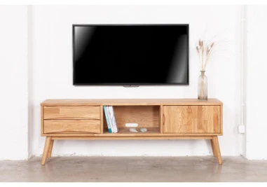 FUTURA 160cm Ąžuolinis TV staliukas : Apdaila - Aliejuota bespalviu aliejumi su kietaisiais vaškais