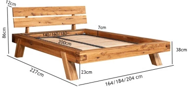 HENRI 160 ąžuolinė lova, lygių lentų galvūgalis : Apdaila - Aliejuota bespalviu linų sėmenų aliejumi, Čiužinio dydis - 160x200cm