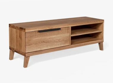 HUGO 120cm Ąžuolinis TV staliukas : Apdaila - Aliejuota bespalviu linų sėmenų aliejumi, Aukštis - 48cm
