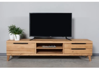 HUGO 180cm Ąžuolinis TV staliukas : Apdaila - Aliejuota bespalviu linų sėmenų aliejumi, Aukštis - 48cm