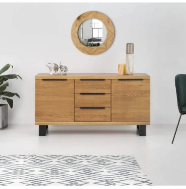 HUGO R 140cm Ąžuolinė komoda : Apdaila - Be apdailos