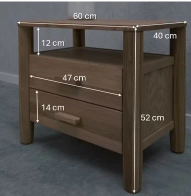 HYGGE 60cm Ąžuolinė spintelė prie lovos : Apdaila - Aliejuota bespalviu aliejumi su kietaisiais vaškais