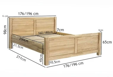 LAHTI 180 Ąžuolinė Lova : Apdaila - Aliejuota bespalviu aliejumi su kietaisiais vaškais, Čiužinio dydis - 180x200cm