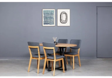 LOFT ELIPSE 140x90 ąžuolinis ovalus stalas : Apdaila - Aliejuota bespalviu linų sėmenų aliejumi