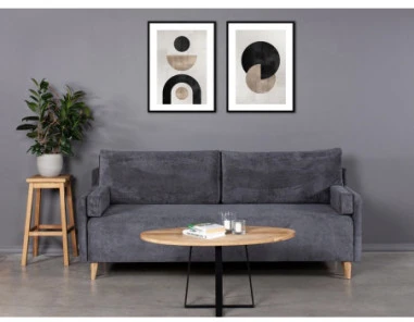 LOFT R ELIPSE 100X60 ąžuolinis ovalus žurnalinis staliukas juodom kojom : Apdaila - Be apdailos, Aukštis - 44cm