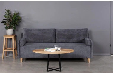 LOFT R ELIPSE 100X60 ąžuolinis ovalus žurnalinis staliukas juodom kojom : Apdaila - Be apdailos, Aukštis - 44cm