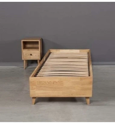OAK BASE 90 Ąžuolinės Lovos rėmas : Apdaila - Aliejuota bespalviu linų sėmenų aliejumi, Čiužinio dydis - 90x200cm