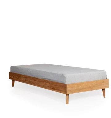OAKY 90 Ąžuolinės Lovos rėmas : Apdaila - Be apdailos, Čiužinio dydis - 90x200cm, Kojos - Metalinės, juodos spalvos, lovoms