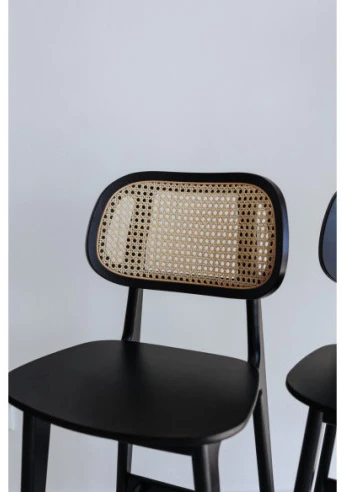 LULA Juodas CANE (66cm) pusbario kėdė