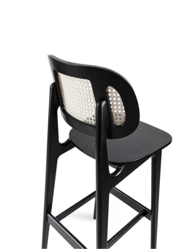 LULA Juodas CANE (66cm) pusbario kėdė