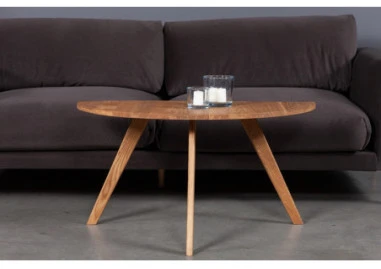 MOON OAKY 90cm ąžuolinis šoninis staliukas : Apdaila - Be apdailos, Aukštis - 48cm