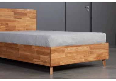 OAK BASE 120 Ąžuolinė Lova : Apdaila - Aliejuota bespalviu aliejumi su kietaisiais vaškais, Čiužinio dydis - 120x200cm