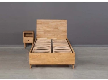 OAK BASE 120 Ąžuolinė Lova : Apdaila - Aliejuota bespalviu aliejumi su kietaisiais vaškais, Čiužinio dydis - 120x200cm