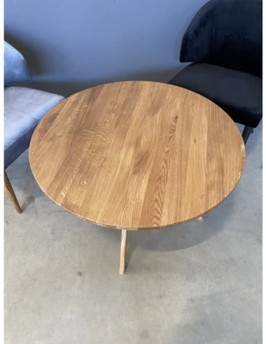OAKY Ø100 ąžuolinis apvalus žurnalinis staliukas : Apdaila - Be apdailos, Aukštis - 48cm