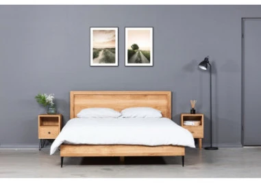 OAKY 140 Ąžuolinė Lova : Apdaila - Be apdailos, Čiužinio dydis - 140x200cm, Kojos - Ąžuolinės, alyvuotos lovoms