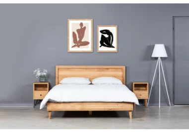 OAKY 140 Ąžuolinė Lova : Apdaila - Be apdailos, Čiužinio dydis - 140x200cm, Kojos - Ąžuolinės, alyvuotos lovoms