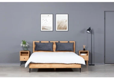 OAKY 160 Ąžuolinė Lova : Apdaila - Be apdailos, Čiužinio dydis - 160x200cm, Kojos - Ąžuolinės, alyvuotos lovoms