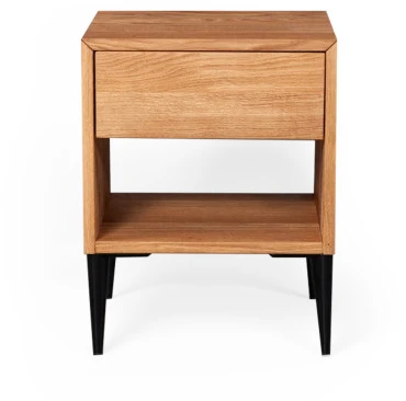 OAKY 39cm Ąžuolinė spintelė prie lovos, metalinėmis kojelėmis : Apdaila - Aliejuota bespalviu linų sėmenų aliejumi, Aukštis - 52cm