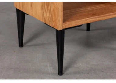 OAKY 39cm Ąžuolinė spintelė prie lovos, metalinėmis kojelėmis : Apdaila - Aliejuota bespalviu linų sėmenų aliejumi, Aukštis - 52cm