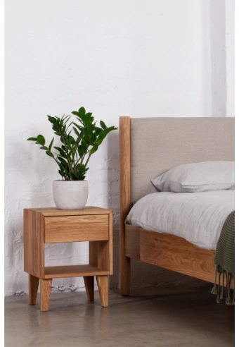 OAKY 39cm Ąžuolinė spintelė prie lovos : Apdaila - Aliejuota bespalviu linų sėmenų aliejumi, Aukštis - 52cm